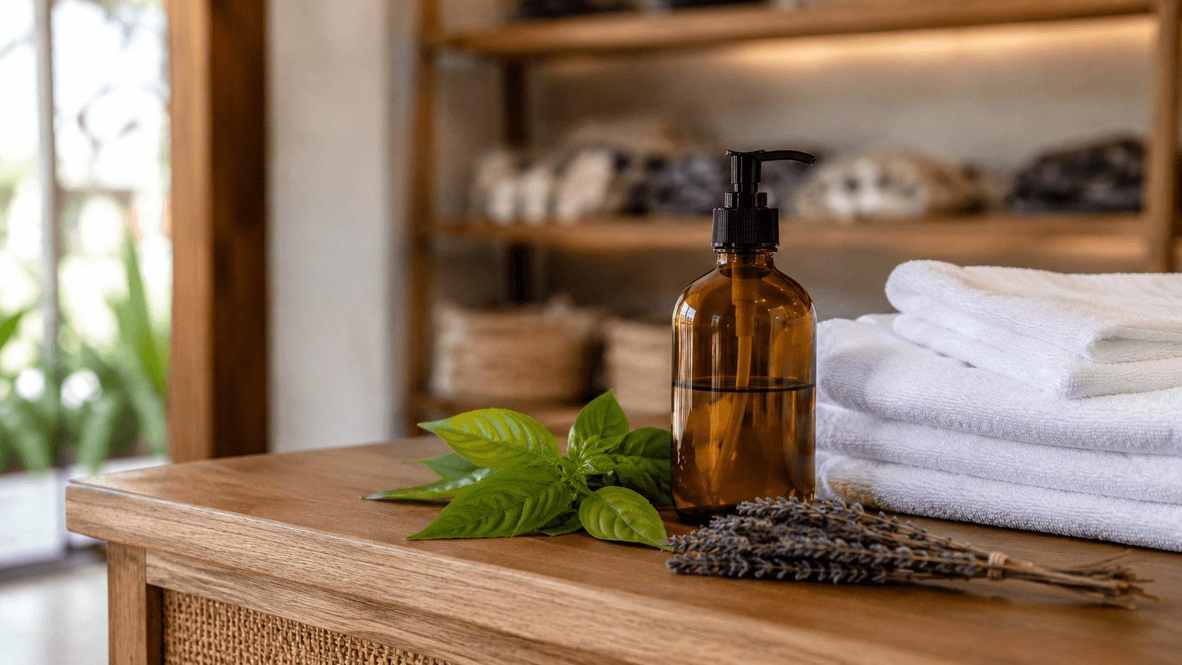 Eco-friendly, biodegradable detergent and folded laundry at our Canggu shop